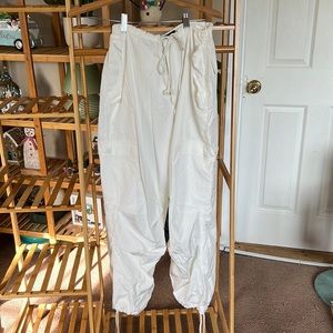 Local European White Drawstring Cargo Jogger Pants